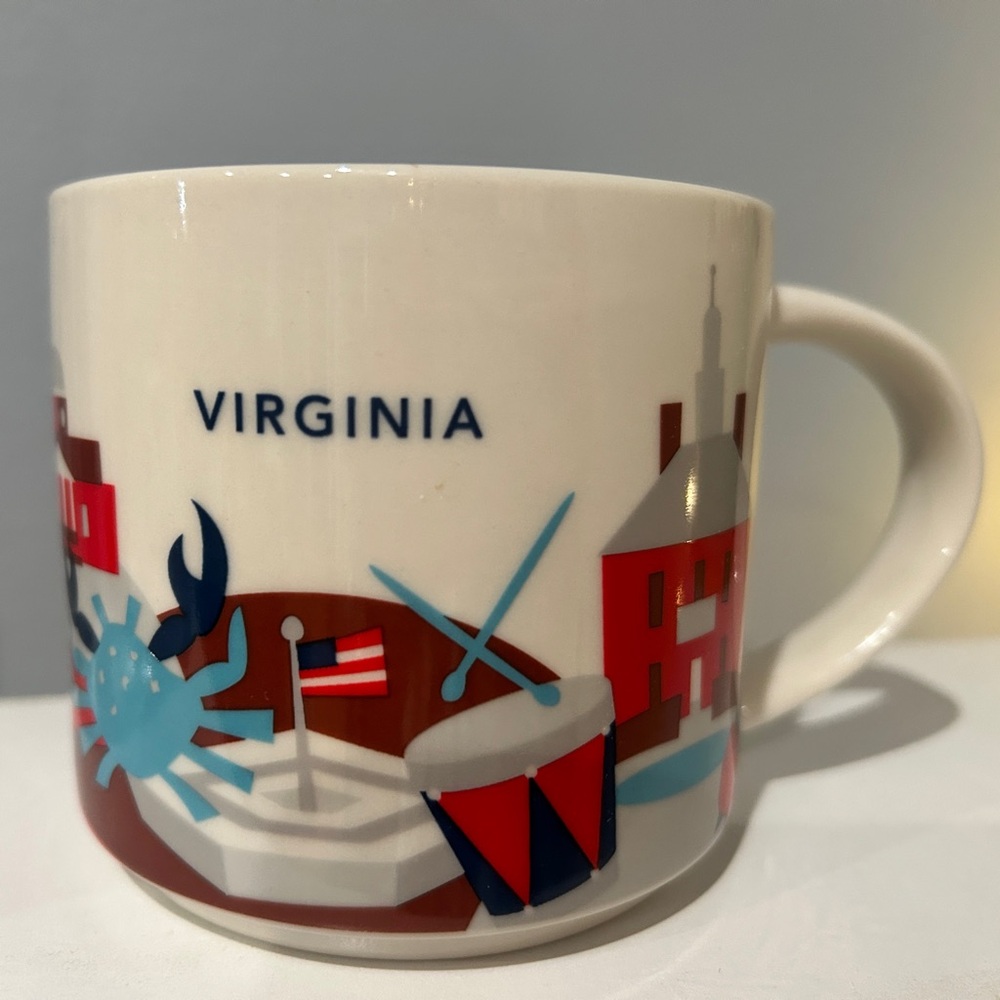 Starbucks Virginia Mug with Blue and Red Design
